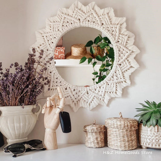 Miroir en macramé CASSIA